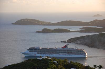 Sunset over St. Thomas, US Caribbean.